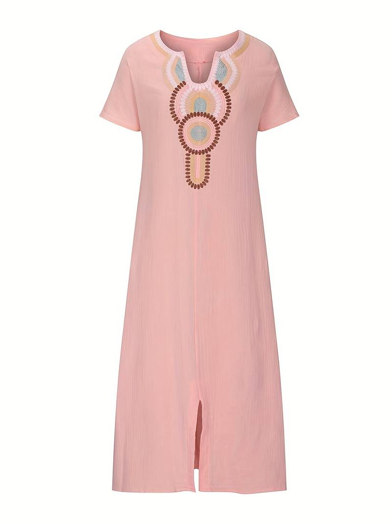 Boho maxikjole med utringning og slisser