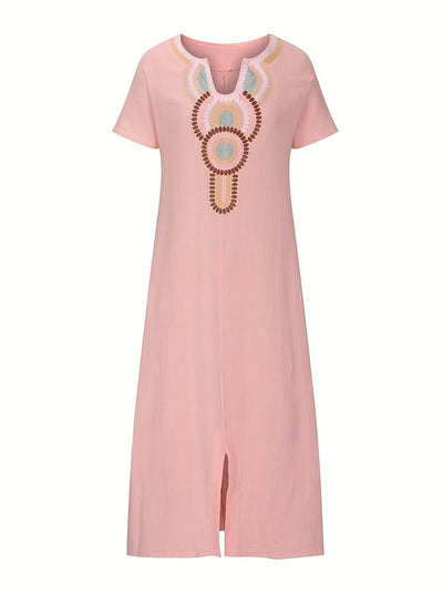 Boho maxikjole med utringning og slisser