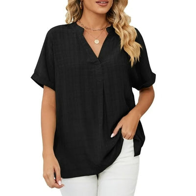 Elegant bluse med delt V-hals for kvinner