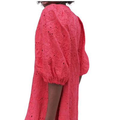Daniella Midi-kjole med broderi og puffermer