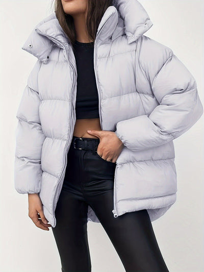 Elegant varm puffer vinterjakke med hette for kvinner