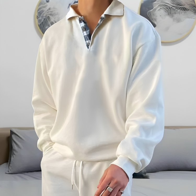 Casual Polo Pullover Sweatshirt for menn