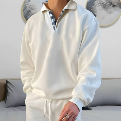 Casual Polo Pullover Sweatshirt for menn