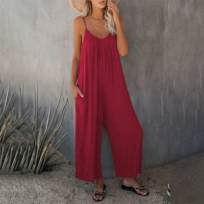 Uformell ermeløs jumpsuit for kvinner
