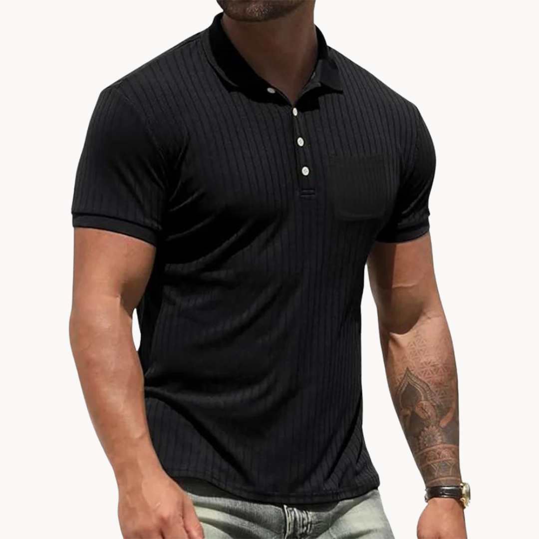 Stretchy poloskjorte med knapper for menn