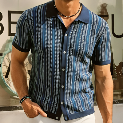 Strikket poloskjorte med knapper for menn