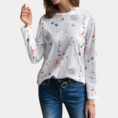 Bluse med blomstermotiv for kvinner