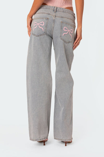 Stilige jeans med sløyfe