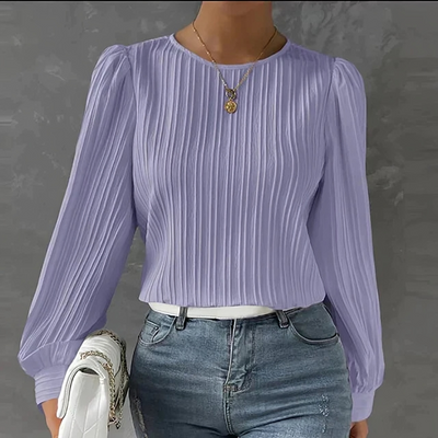 Elegant, smidig langermet bluse for kvinner