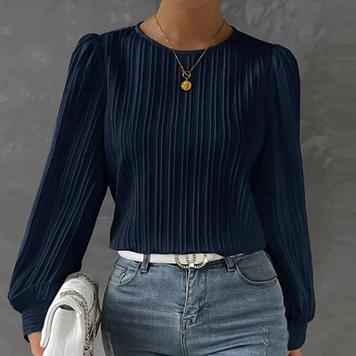 Elegant, langermet og løs puffbluse for kvinner
