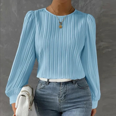 Elegant, smidig langermet bluse for kvinner
