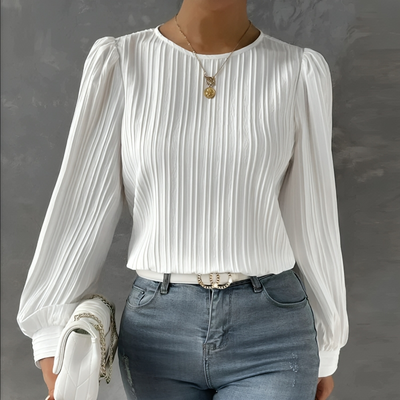 Elegant, langermet og løs puffbluse for kvinner