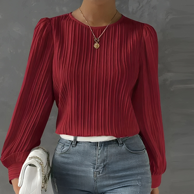 Elegant, langermet og løs puffbluse for kvinner