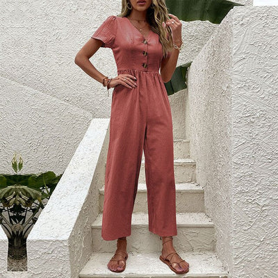 Casual Chic kortermet jumpsuit for kvinner