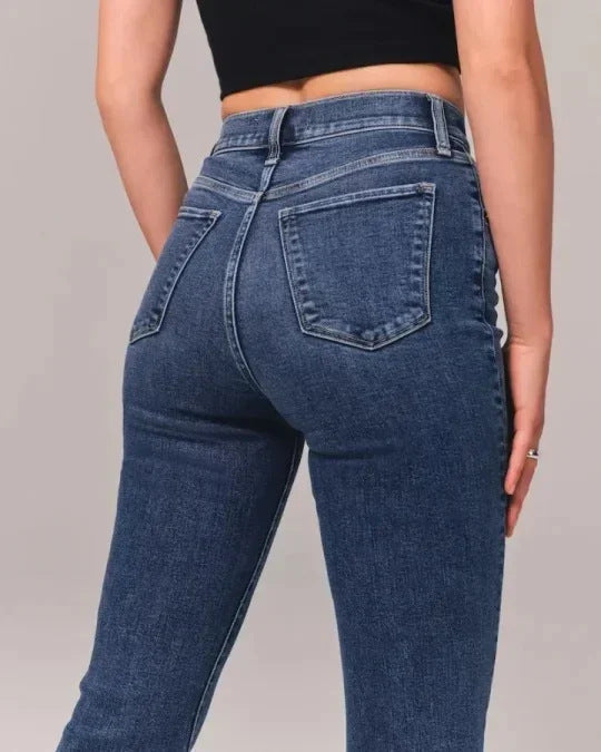 Skinny jeans med høy midje og
