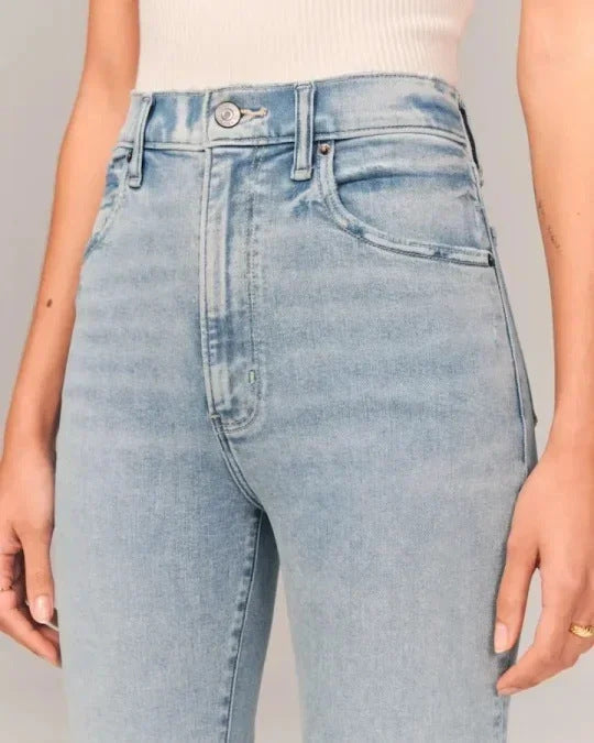 Skinny jeans med høy midje og
