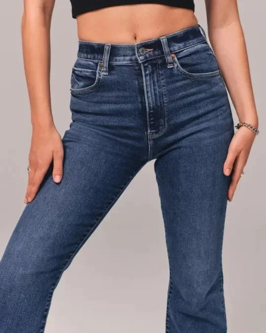 Skinny jeans med høy midje og