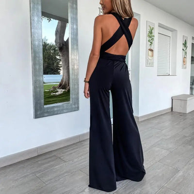 Elegant jumpsuit med krysset rygg