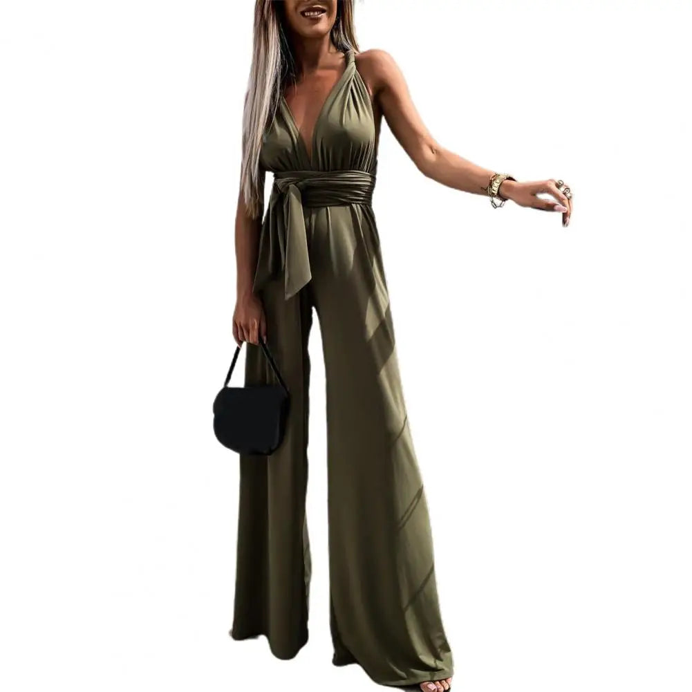 Elegant jumpsuit med krysset rygg