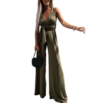 Elegant jumpsuit med krysset rygg
