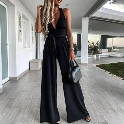 Elegant jumpsuit med krysset rygg