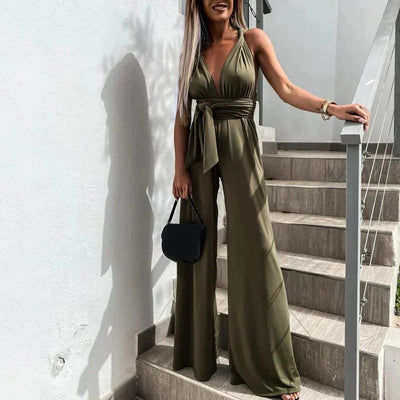 Elegant jumpsuit med krysset rygg