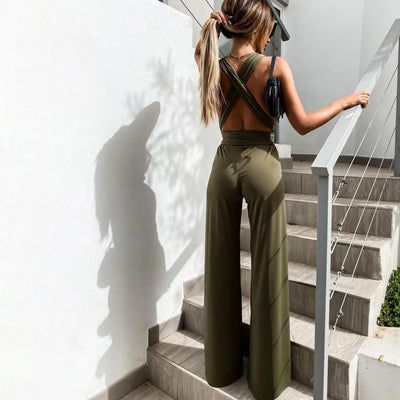 Elegant jumpsuit med krysset rygg