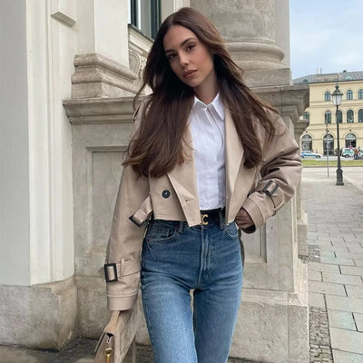 Cropped trench for kvinner