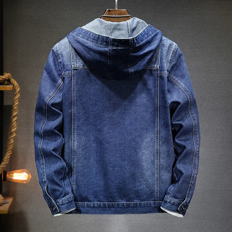 Denimjakke med hette