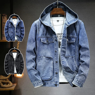 Denimjakke med hette