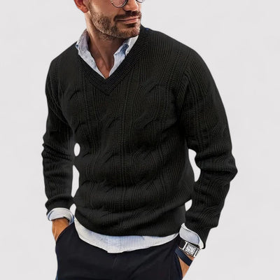 Elegant strikket genser med v-hals for menn