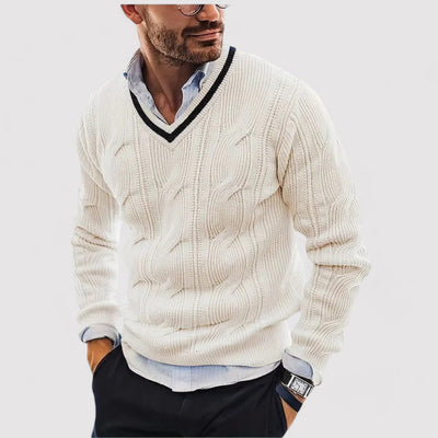 Elegant strikket genser med v-hals for menn