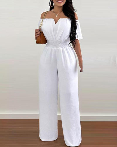 Elegant kortermet jumpsuit uten skuldre for kvinner