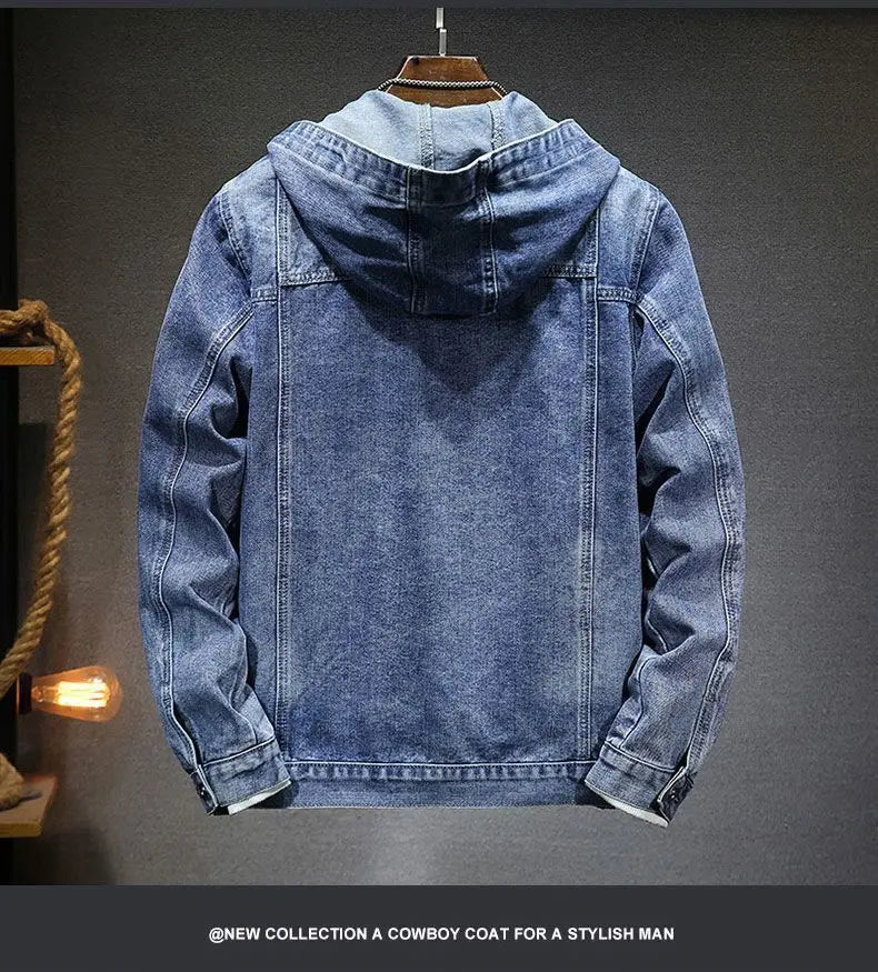 Denimjakke med hette
