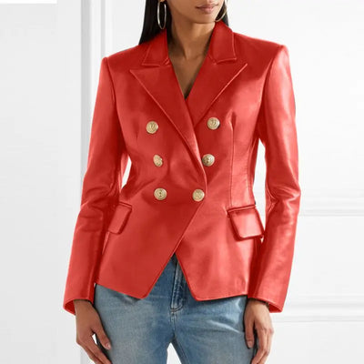 Skreddersydd blazer i skinn med dobbel knappelukking