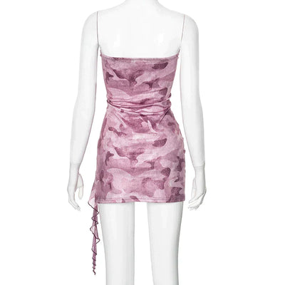 Elegant minikjole med kamuflasjemønster