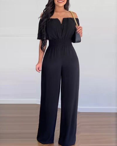 Elegant kortermet jumpsuit uten skuldre for kvinner