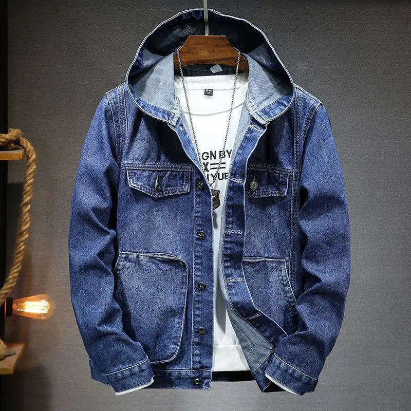 Denimjakke med hette