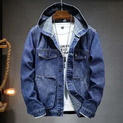 Denimjakke med hette