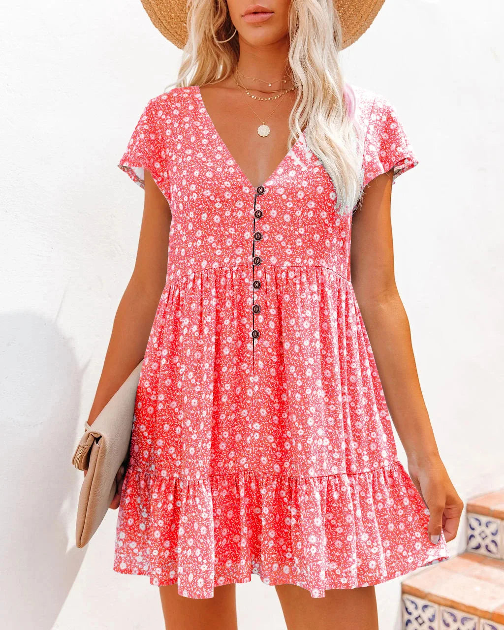 Alani casual kjole med V-hals
