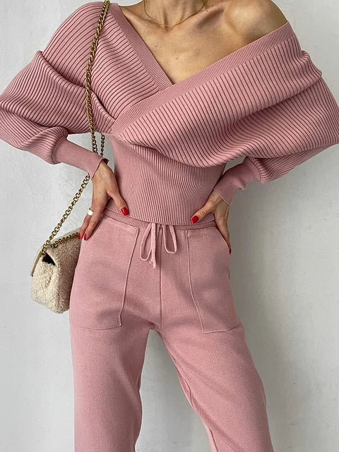 Sexy todelt strikkedress uten skuldre