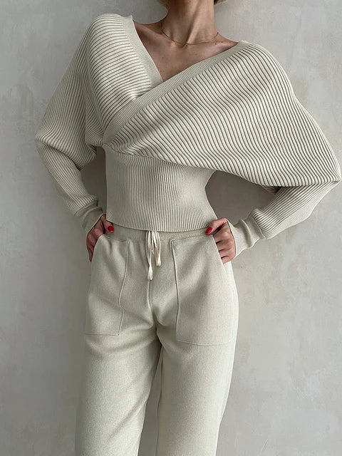 Sexy todelt strikkedress uten skuldre