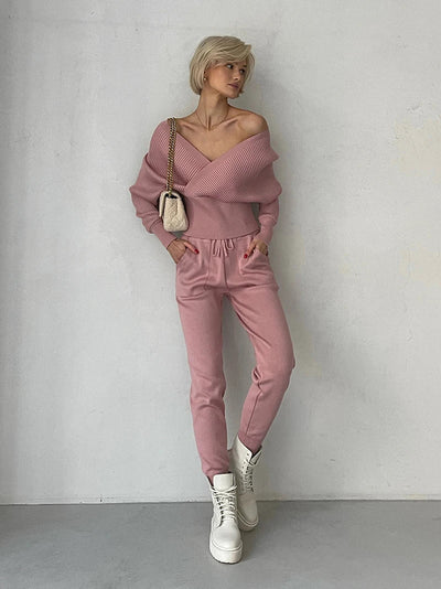 Sexy todelt strikkedress uten skuldre
