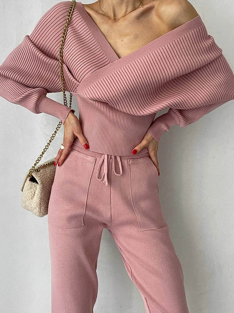 Sexy todelt strikkedress uten skuldre