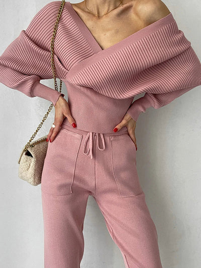 Sexy todelt strikkedress uten skuldre