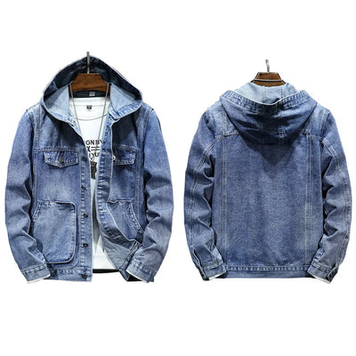 Denimjakke med hette