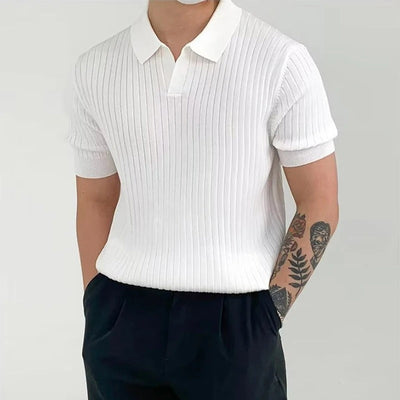 Tettsittende, strikket polo for menn