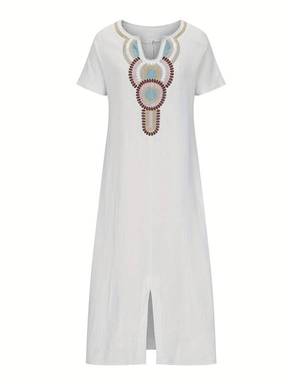 Boho maxikjole med utringning og slisser