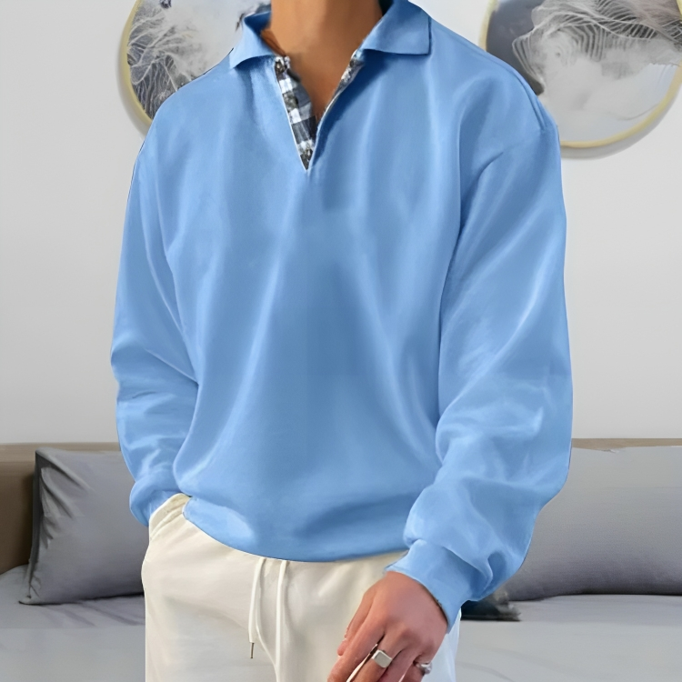 Casual Polo Pullover Sweatshirt for menn