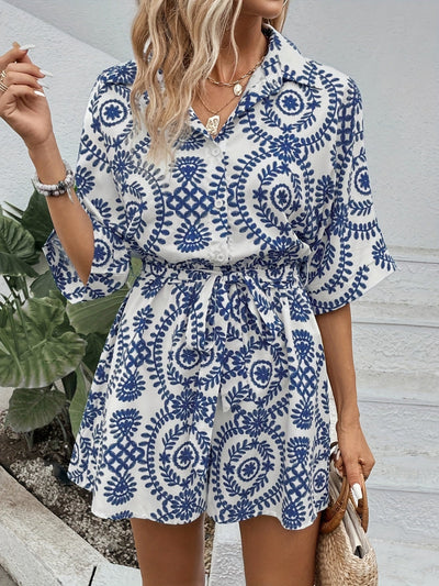 Stilig kort blomstret romper for kvinner